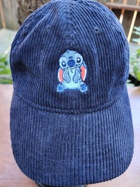 Disney Stitch Embroidered Navy Blue Corduroy Dad Hat Baseball Cap